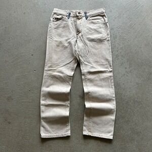 Vintage 90s Lee Jeans Size 34x30 Tan Khaki Canvas Straight Leg USA Made